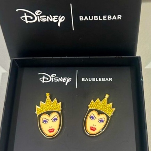 Disney nwt BaubleBar evil Queen Earrings - Gold and Purple - Picture 2 of 2